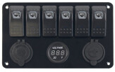 Lülitipaneel 1852 Marine Quality 6-ne; USB pesaga 12V/20A - 24V/10A