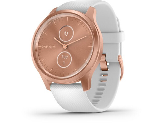 Aktiivsuskell Garmin vivomove Style, Rose Gold-White, Silicone roosa kuld/valge - silikoon