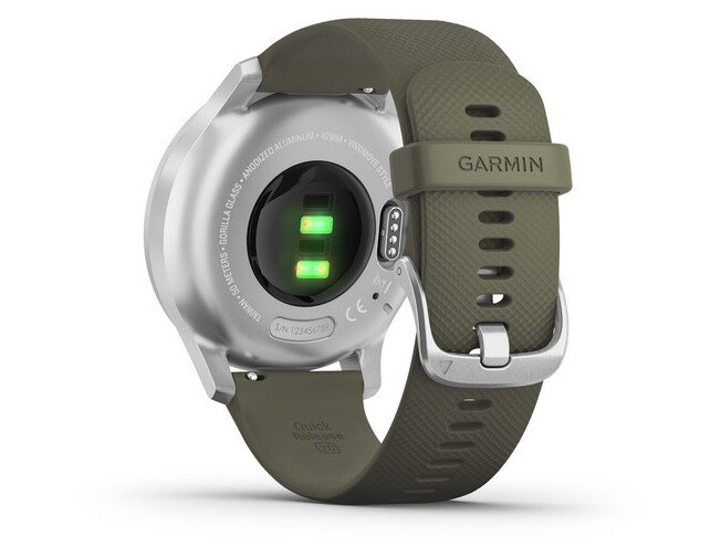 Aktiivsuskell Garmin vivomove Style, Silver-Moss Green, Silicone hõbe/roheline - silikoon