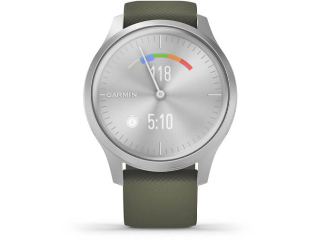 Aktiivsuskell Garmin vivomove Style, Silver-Moss Green, Silicone hõbe/roheline - silikoon