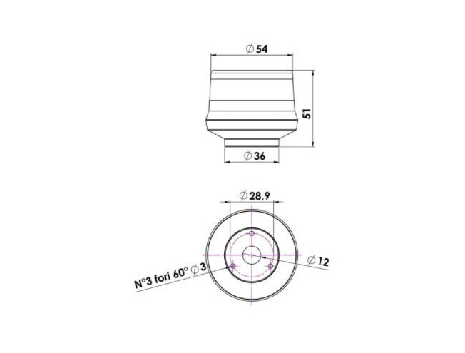 Ringtuli Trem 360° LED valge, must korpus