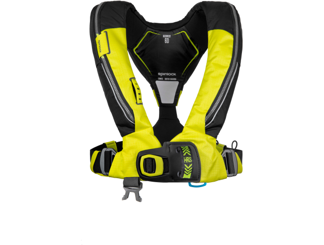 Päästevest Spinlock Deckvest 6D 170N neoonkollane kapuutsi, tule ja turvavaljaga neoonkollane