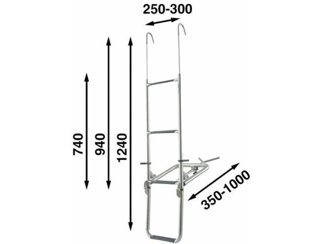 Vööriredel Batsystem 4 STEG alumiinium 1240x740mm