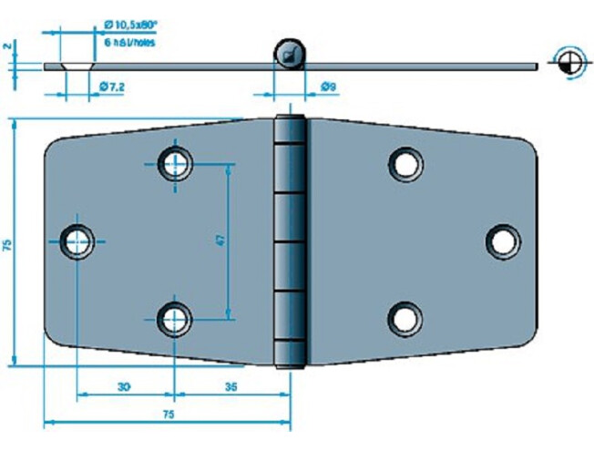 Hing rst 150x75mm