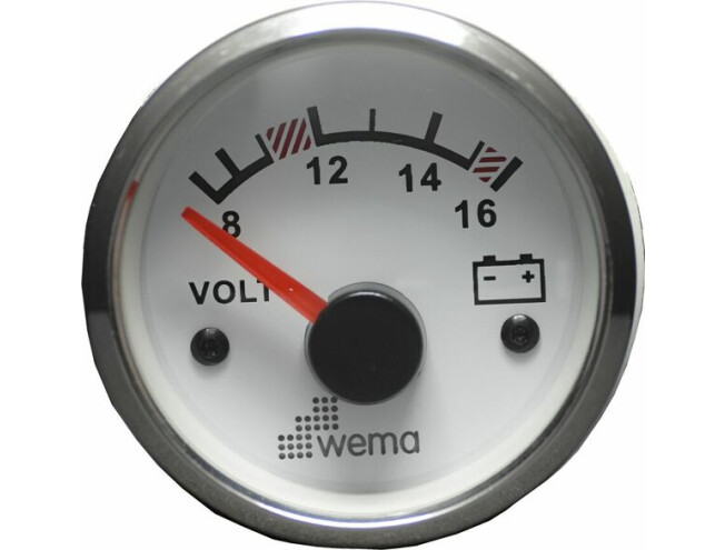 Voltmeeter Wema 110634 valge/rst 12V ∅ 52mm 110634